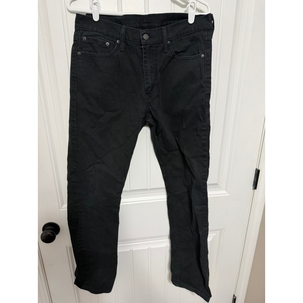 Levi's Jeans Mens 32x32 513 Slim Straight Stretch Denim Solid Black EUC